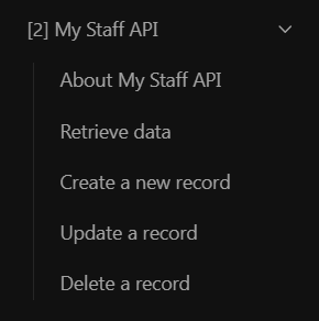 Part 2 - My Staff API Left Menu Project